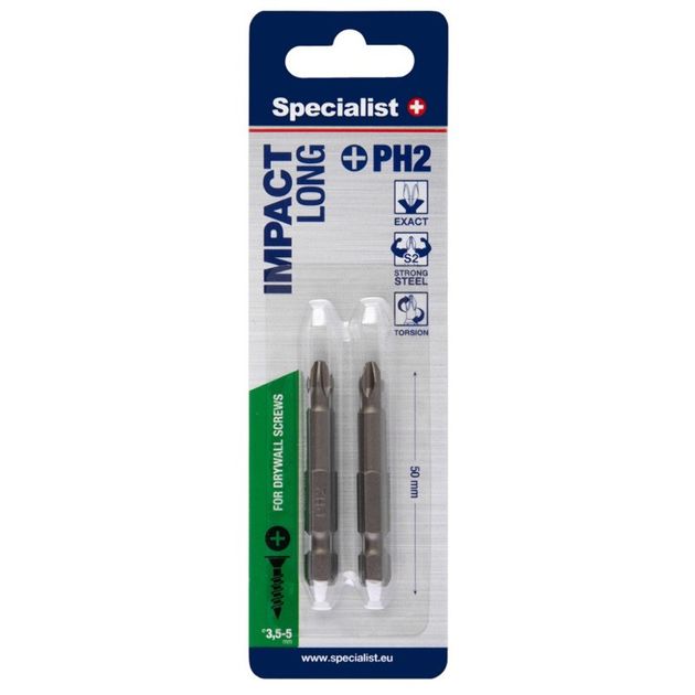 Викрутка-бита Specialist+ PH2x50, 2 шт., фото  | SNABZHENIE.com.ua