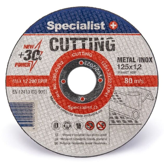 Диск абразивний відрізний по металу/нержавіючій сталі Specialist+ CUTTING 125x1,2x22, фото  | SNABZHENIE.com.ua