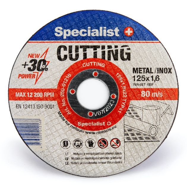 Диск абразивний відрізний по металу/нержавіючій сталі Specialist+ CUTTING 125x1,6x22, фото  | SNABZHENIE.com.ua