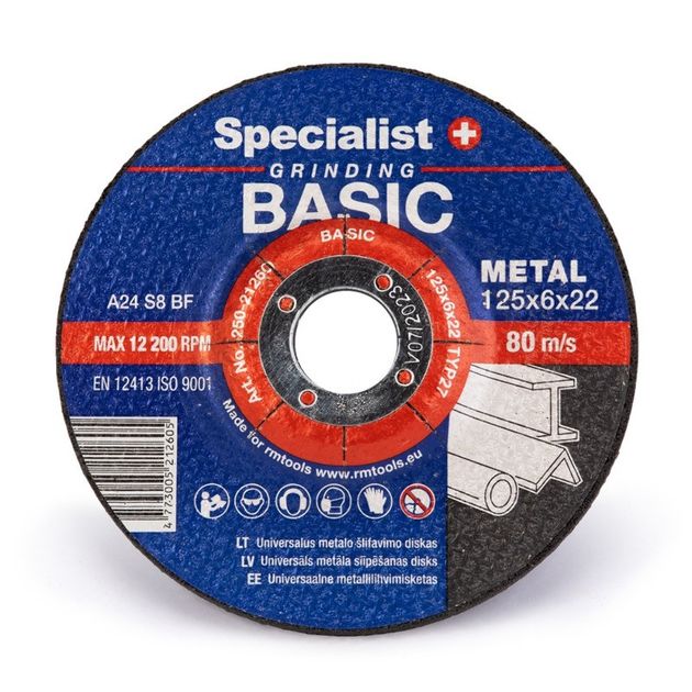 Диск шлифовальный для металла Specialist+ BASIC 125x6,4x22, фото  | SNABZHENIE.com.ua
