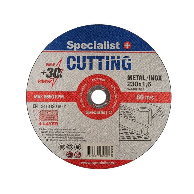 Диск абразивний відрізний по металу/нержавіючій сталі Specialist+ CUTTING 230x1,6x22, фото  | SNABZHENIE.com.ua