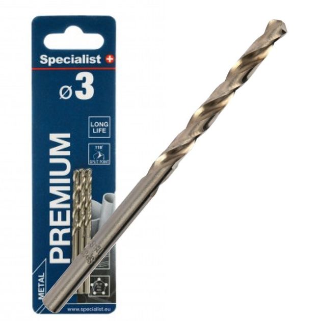 Сверло по металлу Specialist+ PREMIUM 3,0 мм, 3 шт., фото  | SNABZHENIE.com.ua