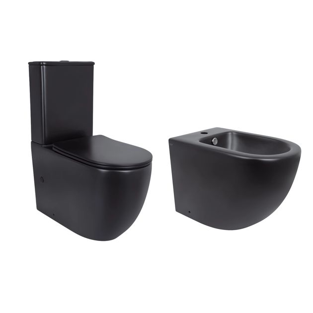 Акционный набор: Унитаз напольный Robin Ultra Quiet QT13226083AMB 660x360x855 Black + Биде напольное Robin QT13442141CMB 565x360x405 Black, фото  | SNABZHENIE.com.ua
