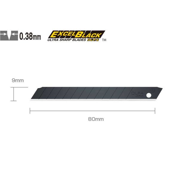 Сегментные лезвия 9мм OLFA ASBB-10 ExcelBlack 10шт (OF-ASBB-10), фото  | SNABZHENIE.com.ua