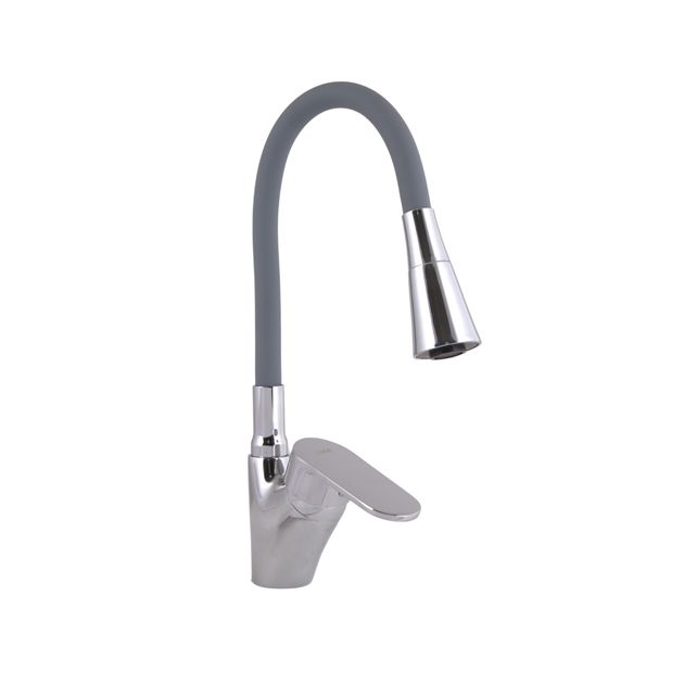 Смеситель для кухни Lidz Tani 007F3 с гибким изливом (k40) LDTAN007F3GCR31869 Grey / Chrome, фото  | SNABZHENIE.com.ua