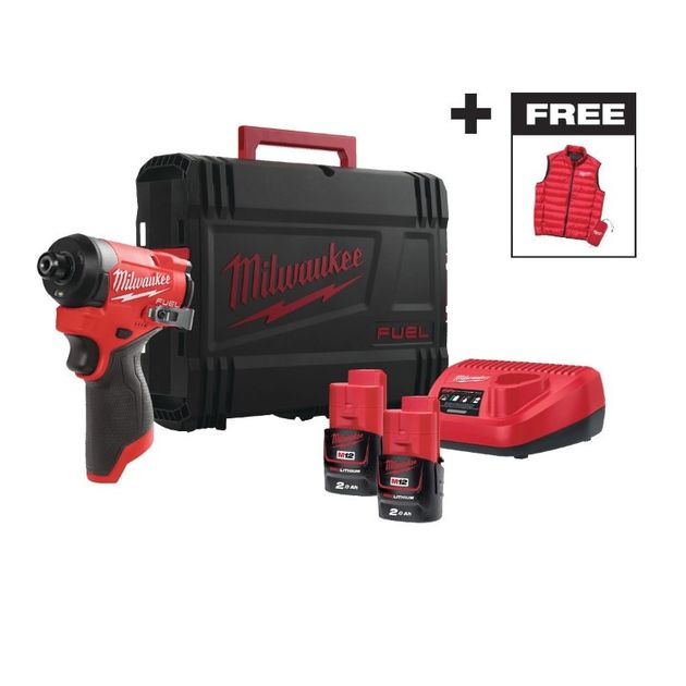 Шуруповерт ударный аккумуляторный бесщёточный MILWAUKEE (170Нм) M12 FID2MC-202Х + ЖИЛЕТКА, фото  | SNABZHENIE.com.ua