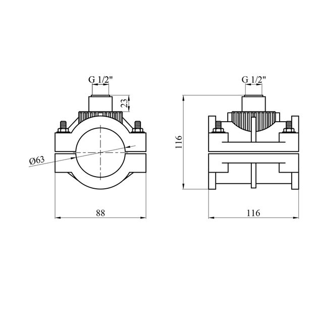 Седловая врезка ПЭ SantehPlast 63х1/2", фото  | SNABZHENIE.com.ua
