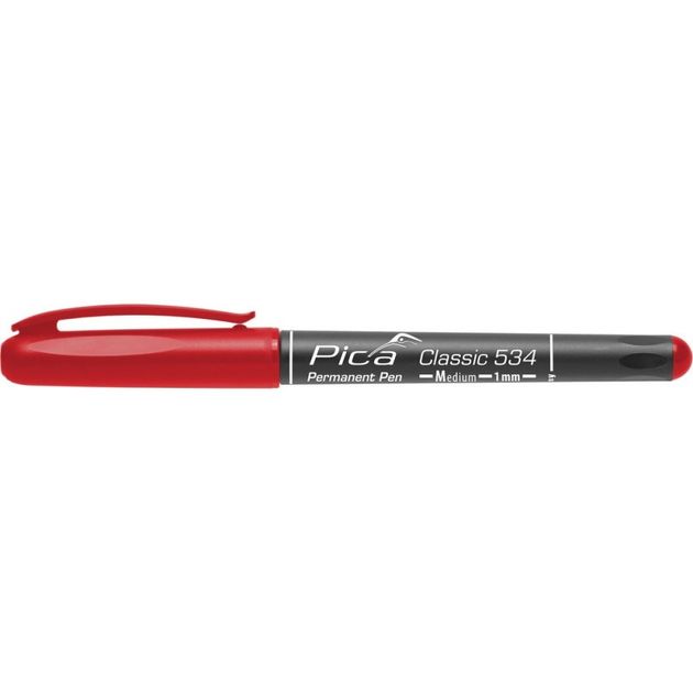 Маркер перманентний Pica Classic 534/40 Permanent Pen Medium, тонкий червоний, фото  | SNABZHENIE.com.ua