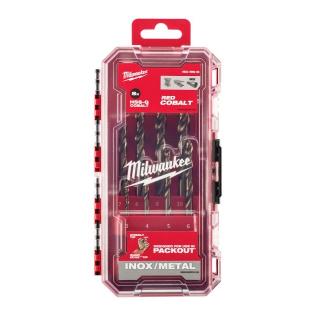 Набор сверл по металлу кобальтовых HSS-Co PACKOUT MILWAUKEE, DIN338, (8шт) (3-10мм), фото  | SNABZHENIE.com.ua