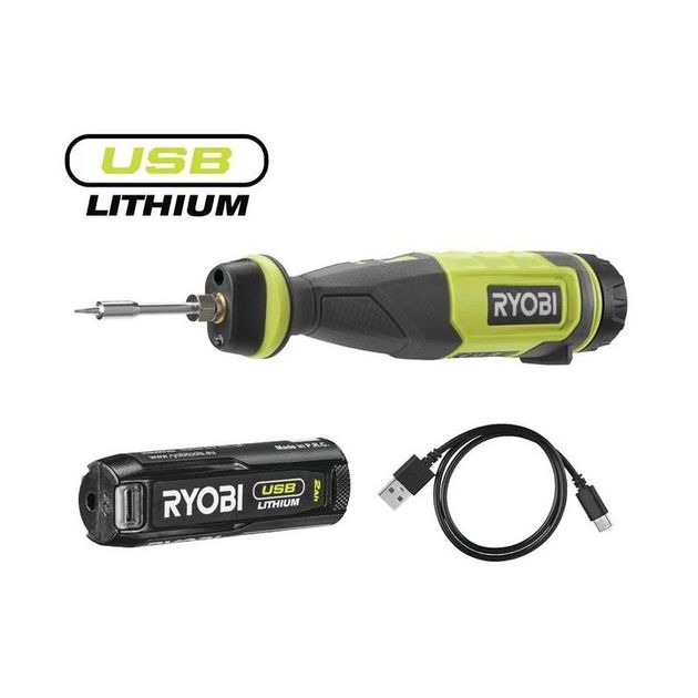 Паяльник аккумуляторный Ryobi USB Lithium RSI4-120G 4В 2А·ч 460°С (5133006146), фото  | SNABZHENIE.com.ua
