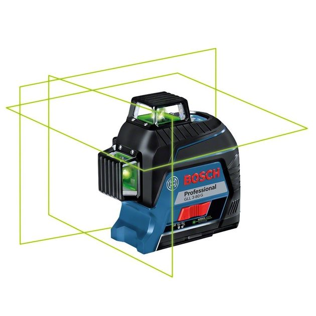 Bosch Нівелір лазерний GLL 3-80 G, до 30м з приймачем 120м, ±0.3мм/м, кейс, 0.82кг, фото  | SNABZHENIE.com.ua