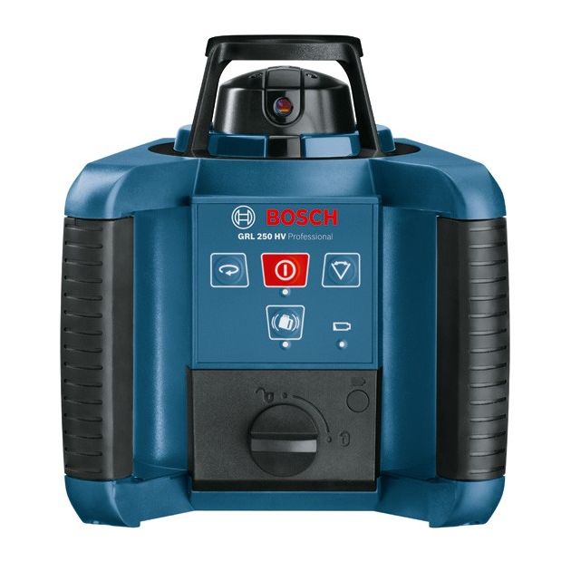 Bosch Нівелір лазерний ротаційний Professional GRL 250 HV, 30м/з приймачем 125м, ±0.1мм/м, 150/300/600 об/хв, IP54, 1.8кг, кейс, пульт RC1, окуляри, мішень, фото , изображение 2 | SNABZHENIE.com.ua