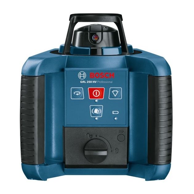 Bosch Нівелір лазерний ротаційний Professional GRL 250 HV, 30м/з приймачем 125м, ±0.1мм/м, 150/300/600 об/хв, IP54, 1.8кг, кейс, пульт RC1, окуляри, мішень, фото  | SNABZHENIE.com.ua