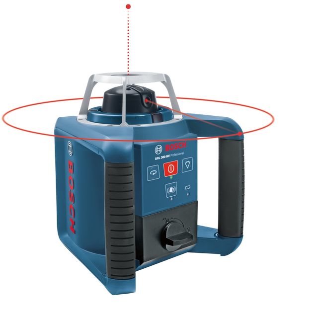 Bosch Нівелір лазерний ротаційний Professional GRL 300 HV, 60м/з приймачем 300м, ±0.1мм/м, 150/300/600 об/хв, IP54, 1.8кг, кейс, приймач LR1, пульт RC1, тримач WM4, ЗП, окуляри, мішень, фото , изображение 9 | SNABZHENIE.com.ua
