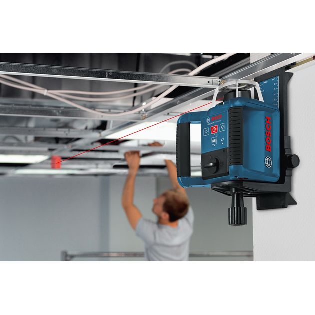 Bosch Нівелір лазерний ротаційний Professional GRL 300 HV, 60м/з приймачем 300м, ±0.1мм/м, 150/300/600 об/хв, IP54, 1.8кг, кейс, приймач LR1, пульт RC1, тримач WM4, ЗП, окуляри, мішень, фото , изображение 4 | SNABZHENIE.com.ua