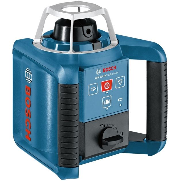 Bosch Нівелір лазерний ротаційний Professional GRL 300 HV, 60м/з приймачем 300м, ±0.1мм/м, 150/300/600 об/хв, IP54, 1.8кг, кейс, приймач LR1, пульт RC1, тримач WM4, ЗП, окуляри, мішень, фото  | SNABZHENIE.com.ua