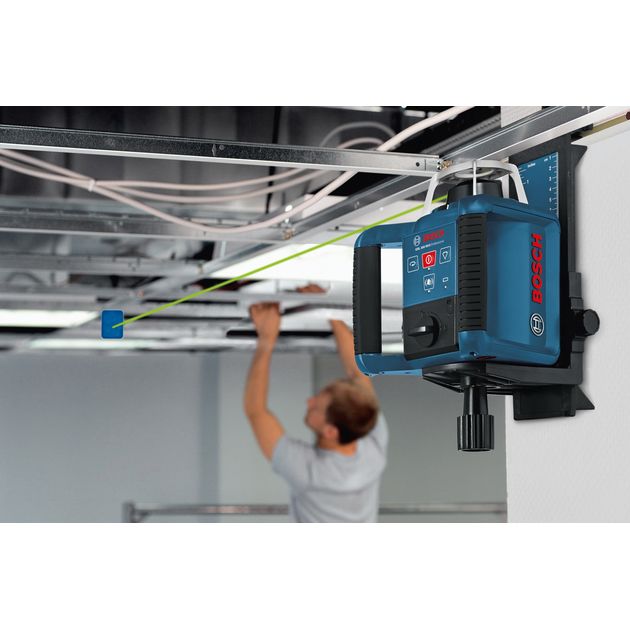 Bosch Нівелір лазерний ротаційний Professional GRL 300 HVG, 300м, ±0.1мм/м, 150/300/600 об/хв, тримач WM4, IP54, 1.8кг, зелений промінь, кейс, приймач LR1, пульт RC1, АКБ, ЗП, мішень, фото , изображение 6 | SNABZHENIE.com.ua
