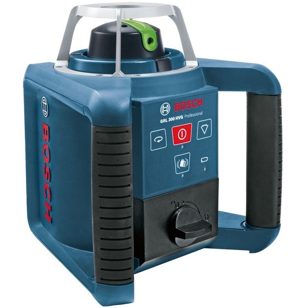 Bosch Нівелір лазерний ротаційний Professional GRL 300 HVG, 300м, ±0.1мм/м, 150/300/600 об/хв, тримач WM4, IP54, 1.8кг, зелений промінь, кейс, приймач LR1, пульт RC1, АКБ, ЗП, мішень, фото  | SNABZHENIE.com.ua