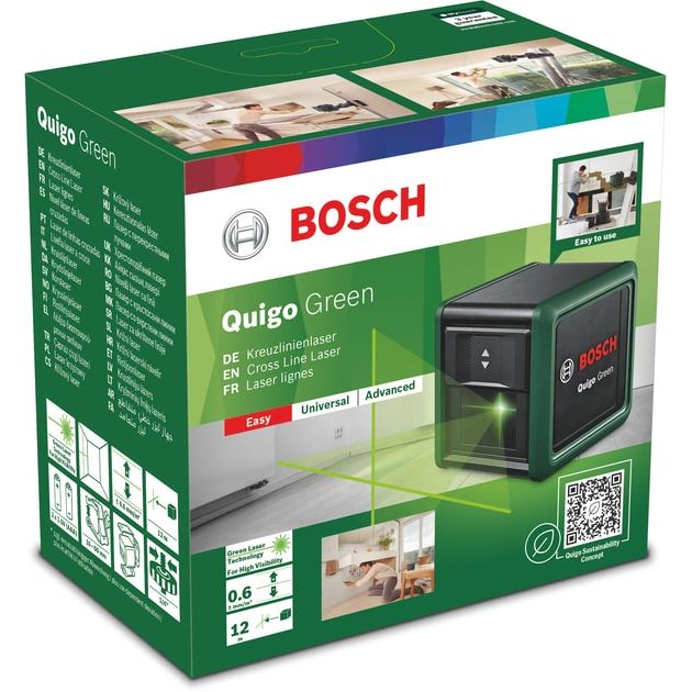 Bosch Нівелір лазернийQuigo Green, точність ± 0.6 мм/м, 12 м, зелений, 0.27 кг, фото , изображение 10 | SNABZHENIE.com.ua