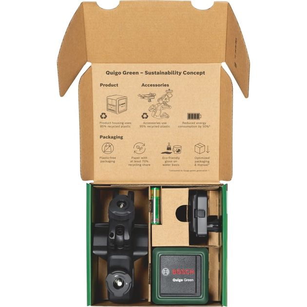 Bosch Нівелір лазернийQuigo Green, точність ± 0.6 мм/м, 12 м, зелений, 0.27 кг, фото , изображение 9 | SNABZHENIE.com.ua