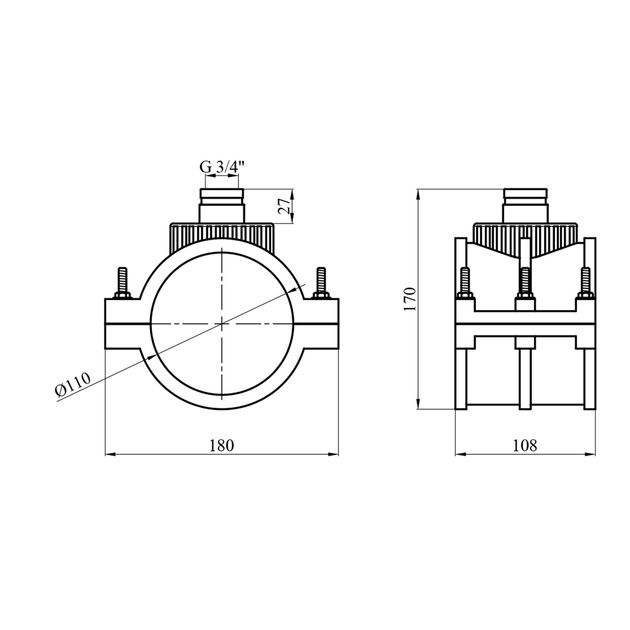Седловая врезка ПЭ SantehPlast 110х3/4", фото  | SNABZHENIE.com.ua