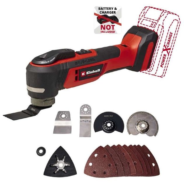 Einhell Багатофункціональний інструмент акумуляторний TP-MG 18 Li BL - Solo PXC 18В 11000-20000кол·хв кут коливань 3.2° 1.08 кг без АКБ і ЗП, фото , изображение 3 | SNABZHENIE.com.ua Einhell Багатофункціональний інструмент акумуляторний TP-MG 18 Li BL - Solo PXC 18В 11000-20000кол·хв кут коливань 3.2° 1.08 кг без АКБ і ЗП, фото , изображение 3 | SNABZHENIE.com.ua