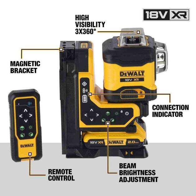 Уровень лазерный линейный DeWALT DCLE34035D1, фото , изображение 6 | SNABZHENIE.com.ua