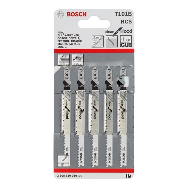 Bosch Полотно пиляльне для електролобзика по дереву T101B, HCS лобзикова, 5шт, фото  | SNABZHENIE.com.ua