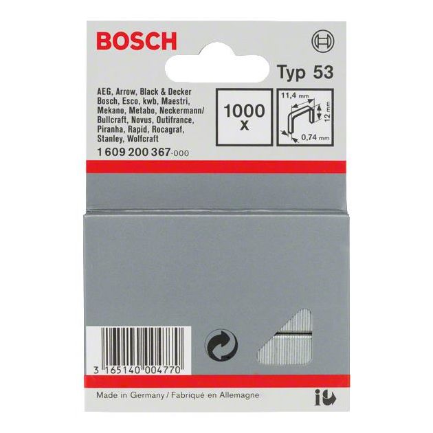 Bosch Скоби 12мм ТИП 53, 1000 шт, фото  | SNABZHENIE.com.ua