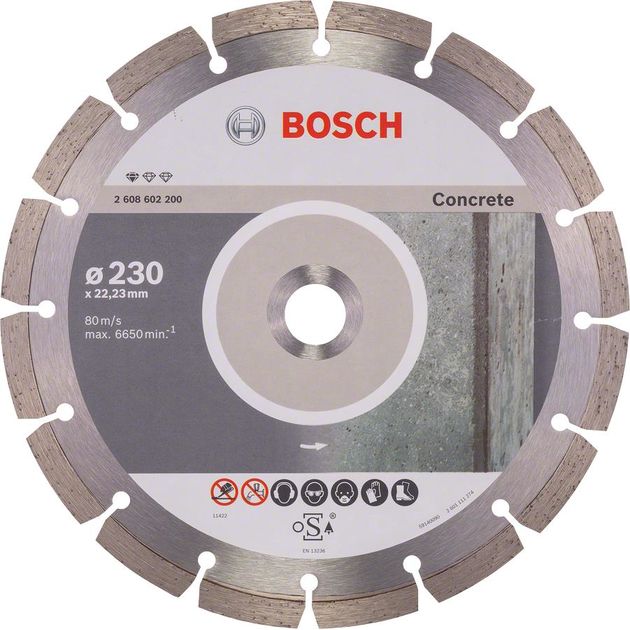 Bosch Диск алмазний Standard for Concrete 230-22.23, по бетону, фото  | SNABZHENIE.com.ua