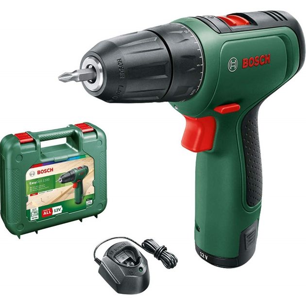 Bosch Шуруповерт-дриль EasyDrill 1200, 12В, 1х1.5Ач, 30Нм, 400/1500 об/хв, ЗП, 0.94кг, кейс, фото  | SNABZHENIE.com.ua