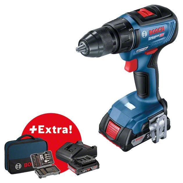 Bosch Шурупокрут-дриль акумуляторний GSR 18 V-50, 18В 2*2Аг, 28/50/50 Нм, 20+1, 460/1800об/хв, ЗП, кейс, аксесуари, 1кг, фото , изображение 3 | SNABZHENIE.com.ua