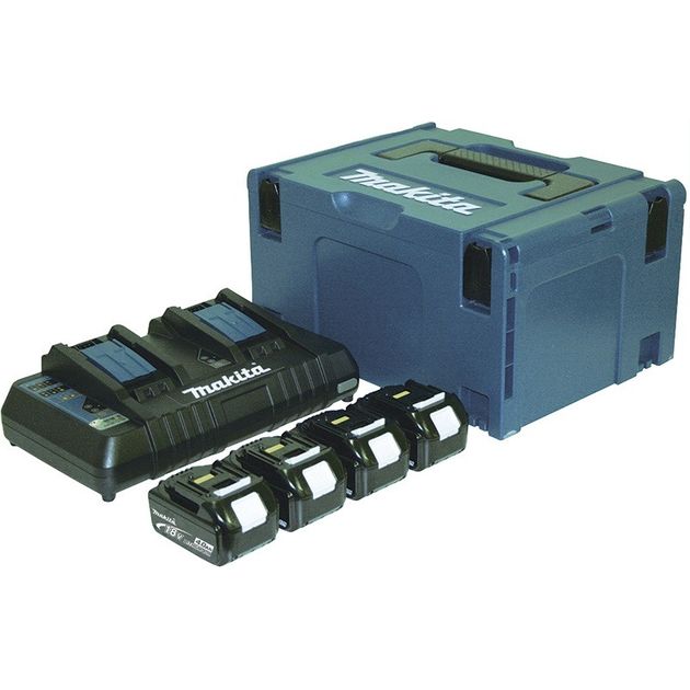 Makita Набір акумуляторів + зарядний пристрій 197156-9, LXT BL1840 x 4шт (18В, 4Ач) + DC18RD, кейс Makpac 3, фото  | SNABZHENIE.com.ua