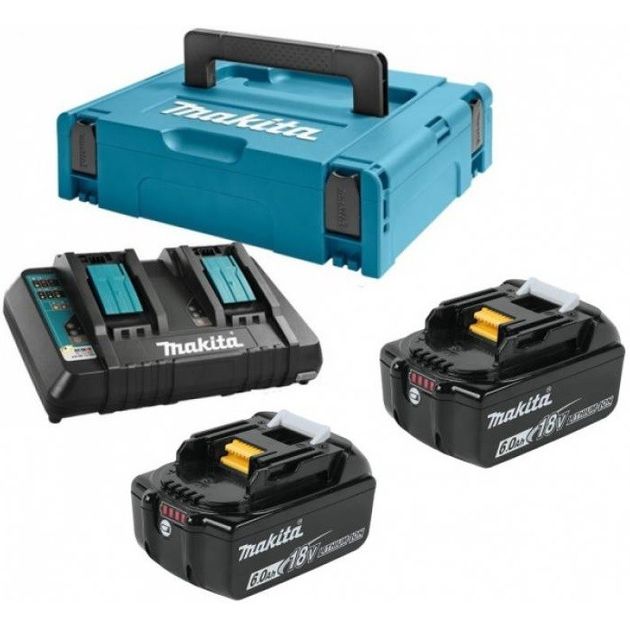 Makita Набор аккумуляторов + зарядное устройство 198077-8, LXT BL1860 x 2шт (18В, 6Ач) + DC18RD, кейс Makpac3, фото  | SNABZHENIE.com.ua