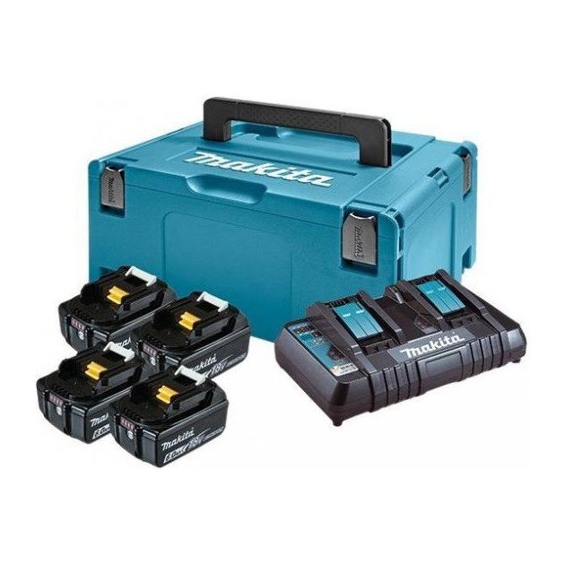 Makita Набір акумуляторів + зарядний пристрій 198091-4, LXT BL1860B x 4шт (18В, 6Ач) + DC18RD, кейс Makpac 3, фото  | SNABZHENIE.com.ua