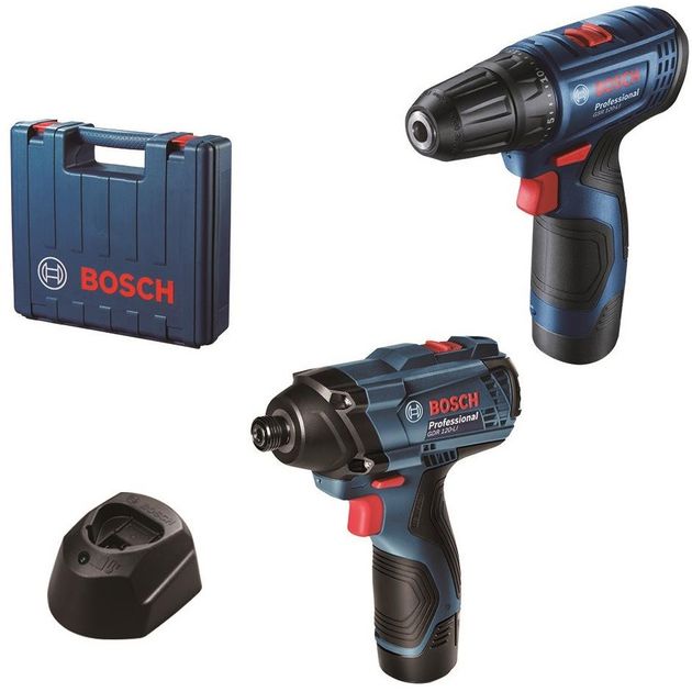 Bosch Набір із двох акумуляторних інструментів 12В, дриль-шурупокрут GSR 120-LI, гайковерт ударний GDR 120-LI, акб 2х2А•год, кейс, фото  | SNABZHENIE.com.ua