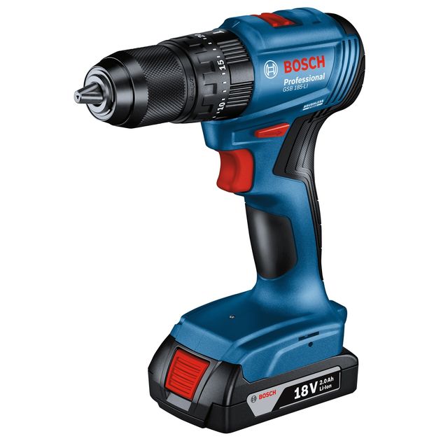 Bosch Акумуляторний ударний дриль-шуруповерт GSB 185-LI,  2 акумулятора 2.0 Ah, ЗП GAL 18V-20, кейс, фото  | SNABZHENIE.com.ua