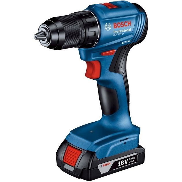 Bosch Шурупокрут-дриль акумуляторний GSR 185-LI, 18В 2х2.0 Аг, 50Нм, 20+1, 500/1900об/хв, 0.9кг, фото  | SNABZHENIE.com.ua