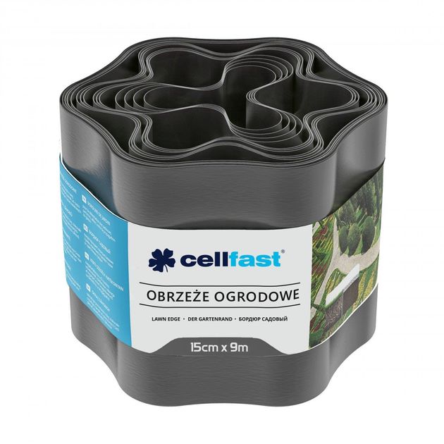 Cellfast Стрічка газонна, бордюрна, хвиляста, 15см x 9м, графіт, фото  | SNABZHENIE.com.ua