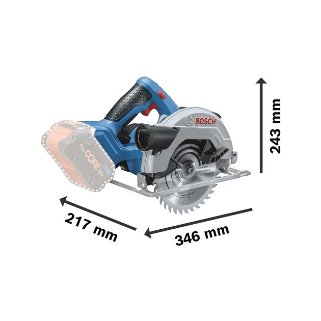 Bosch Пила циркулярна Professional GKS 18V-57, 18 В, диск 164 мм, 3400 об/хв, 3.4 кг, фото , изображение 8 | SNABZHENIE.com.ua