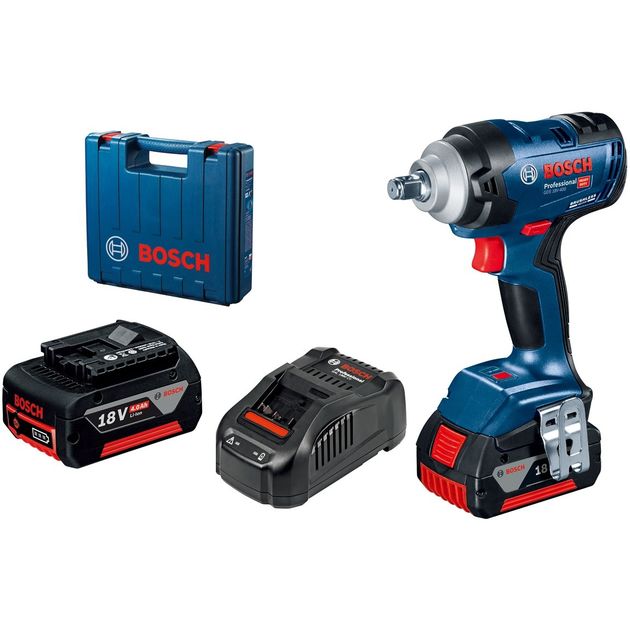 Bosch Гайкокрут Professional GDS 18V-400 акум, 2* 18 В GBA 5 Аг, 400 Нм, 0-2500 об/хв, ЗУ GAL 18V-40, кейс, зажим квадрат, 1.87 кг, фото  | SNABZHENIE.com.ua