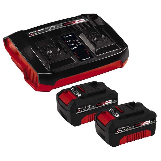 Einhell Набір акумуляторів + зарядний пристрій 18V 2x4.0Ah Twincharger Kit, PXC, фото  | SNABZHENIE.com.ua