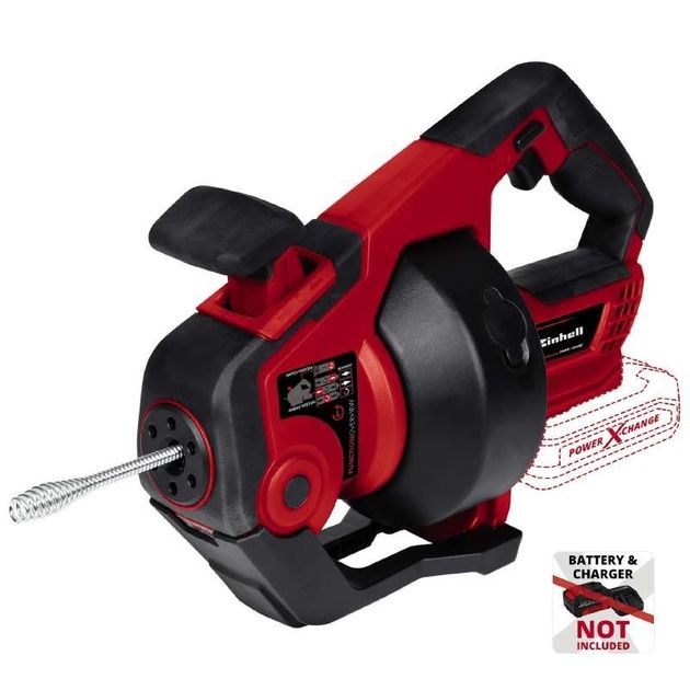 Einhell Пристрій для прочищення труб TE-DA 18/760 Li - Solo акум., PXC, 18В, 560 об/хв, трос 7.6 м, d7мм, 16-55 мм, фото  | SNABZHENIE.com.ua