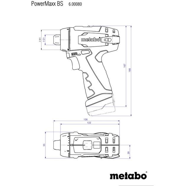Metabo Шурпокрут-дриль POWERMAXX BS BASIC, акумуляторний, 2*12В, 2 Аг, 0-360/0-1400об/хв, патрон 1-10мм, шестигранник, 17/34Нм, фото , изображение 10 | SNABZHENIE.com.ua Metabo Шурпокрут-дриль POWERMAXX BS BASIC, акумуляторний, 2*12В, 2 Аг, 0-360/0-1400об/хв, патрон 1-10мм, шестигранник, 17/34Нм, фото , изображение 10 | SNABZHENIE.com.ua