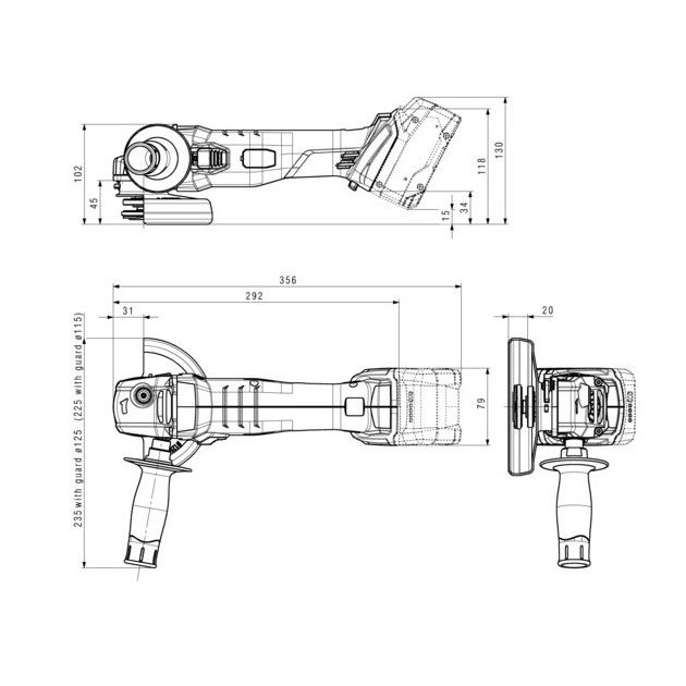 Metabo Шліфмашина кутова акумуляторна W 18 L 9-125, 125мм, Li-Power, 2*18В, 4Аг, 8500об/хв, М14, 2.3кг, фото , изображение 10 | SNABZHENIE.com.ua Metabo Шліфмашина кутова акумуляторна W 18 L 9-125, 125мм, Li-Power, 2*18В, 4Аг, 8500об/хв, М14, 2.3кг, фото , изображение 10 | SNABZHENIE.com.ua