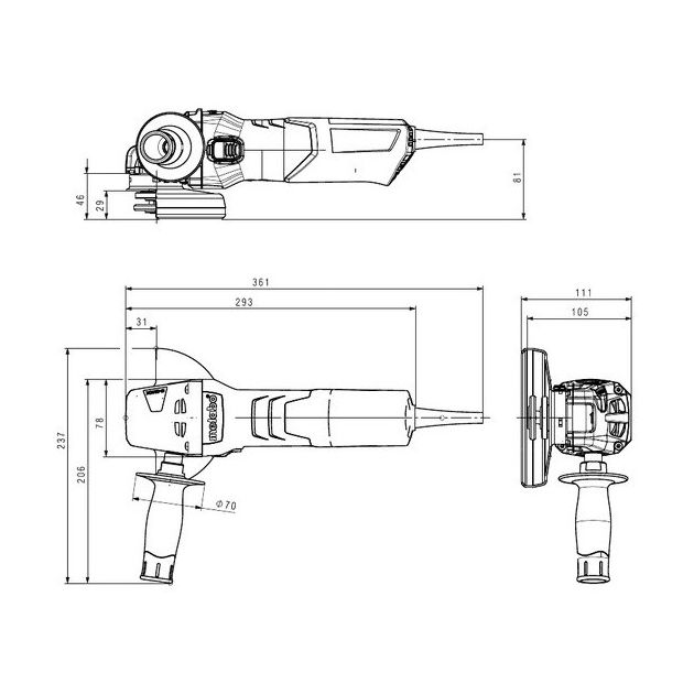Metabo Шліфмашина кутова W 9-100, 100мм, 900Вт, 10500об/хв, М10, 2кг, фото , изображение 3 | SNABZHENIE.com.ua Metabo Шліфмашина кутова W 9-100, 100мм, 900Вт, 10500об/хв, М10, 2кг, фото , изображение 3 | SNABZHENIE.com.ua