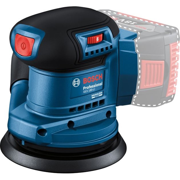 Bosch Шліфмашина ексцентрикова акумуляторна GEX 185-LI 18В 125 мм 6000-10000об·хв 0.93кг без АКБ та ЗП, фото , изображение 2 | SNABZHENIE.com.ua Bosch Шліфмашина ексцентрикова акумуляторна GEX 185-LI 18В 125 мм 6000-10000об·хв 0.93кг без АКБ та ЗП, фото , изображение 2 | SNABZHENIE.com.ua