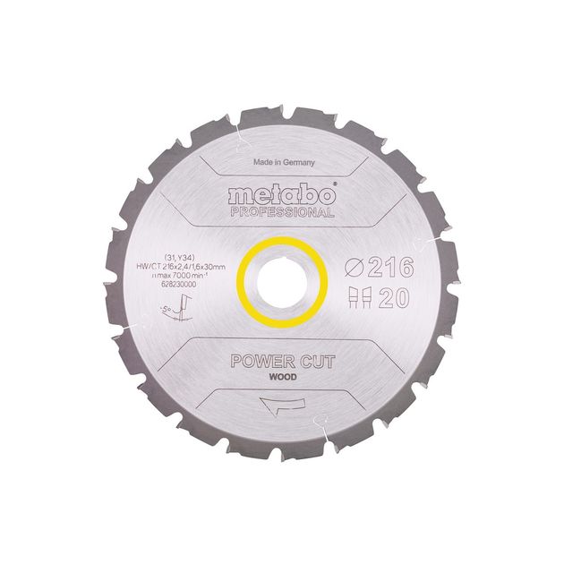Metabo Диск пильний POWER CUT WOOD - PROFESSIONAL, 216х2.4х30мм, 1.8мм, 20 зубців, фото , изображение 2 | SNABZHENIE.com.ua Metabo Диск пильний POWER CUT WOOD - PROFESSIONAL, 216х2.4х30мм, 1.8мм, 20 зубців, фото , изображение 2 | SNABZHENIE.com.ua
