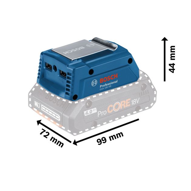 Bosch Адаптер USB для батареї GAA 18V-48 Professional, 2.4А, фото , зображення 9 | SNABZHENIE.com.ua Bosch Адаптер USB для батареї GAA 18V-48 Professional, 2.4А, фото , зображення 9 | SNABZHENIE.com.ua