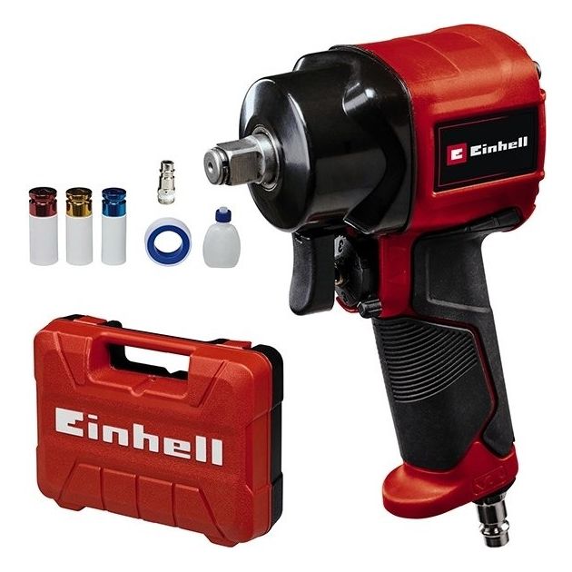 Einhell Гайкокрут пневматичний TC-PW 610 Compact, 610Нм, 6.3бар, 142л/хв, М14, 3 головки, кейс, 1.14кг, фото  | SNABZHENIE.com.ua